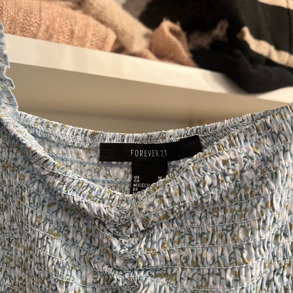 Forever 21 Baby Blue Floral Mini Dress β Size Medium - Picture 2 of 3